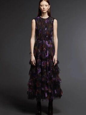 JASON WU COLLECTION Dream Floral-Print Tulle Dress  Fall 2021 RTW Size 10